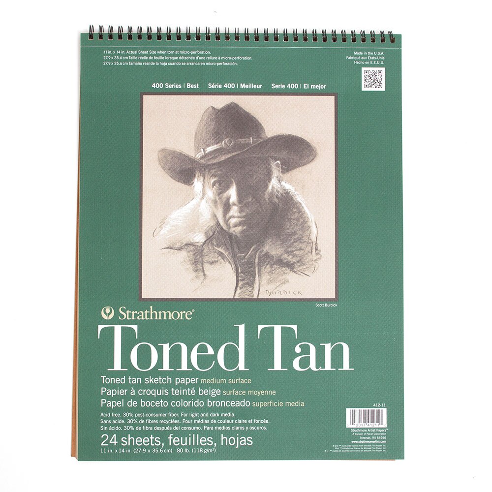 Strathmore, Brown, Sketchbooks & Pads, Art & School, 80#, Toned Tan, 50 sheet, 36191, 11"x14"